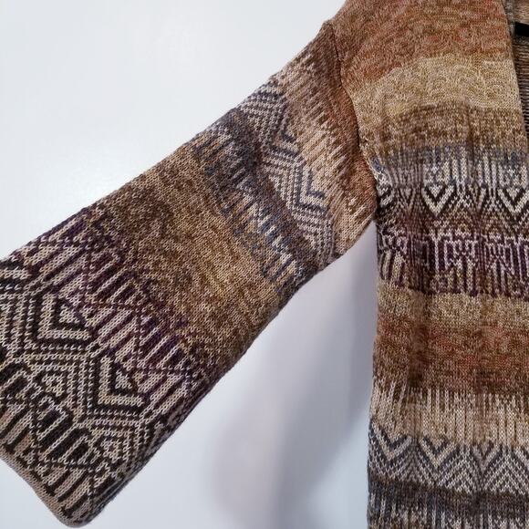 Peruvian Connection Geometric Prints Knitwear Cardigan Open Front - Picture 10 of 11